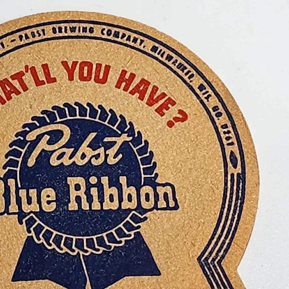 Pabst Blue Ribbon Beer Coasters Two What'll You Have Brewery Pub Tavern Vintage